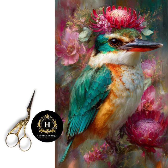 Crowned Australian Kingfisher Wildflower Decoupage Tissue Paper (Creator Uploaded)