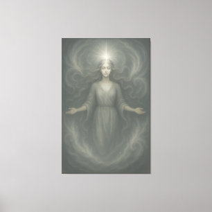 Crowned Awakening Goddess – Celestial Light Ascens Canvas Print