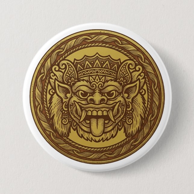  Crowned Barong Medal 3 Inch Round Button (Front)