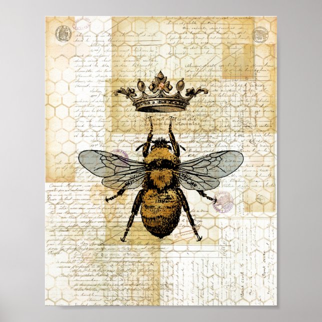 Crowned Bee Collage Poster (Front)