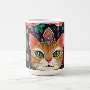 Crowned Bejewelled Cat Coffee Mug
