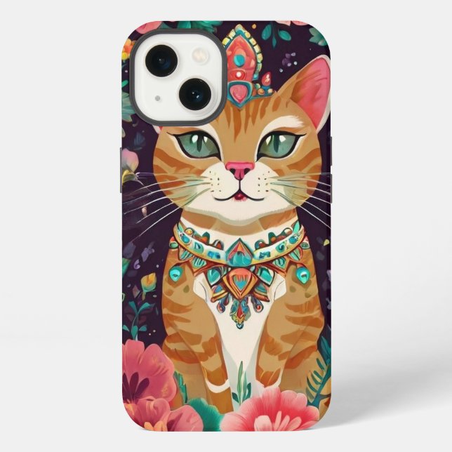 Crowned Bejewelled Cat  iPhone Case (Back)