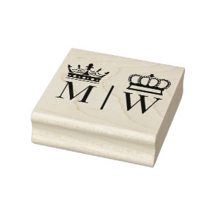 Crowned Bride Groom Wedding 2 Initial Monogram VS Rubber Stamp