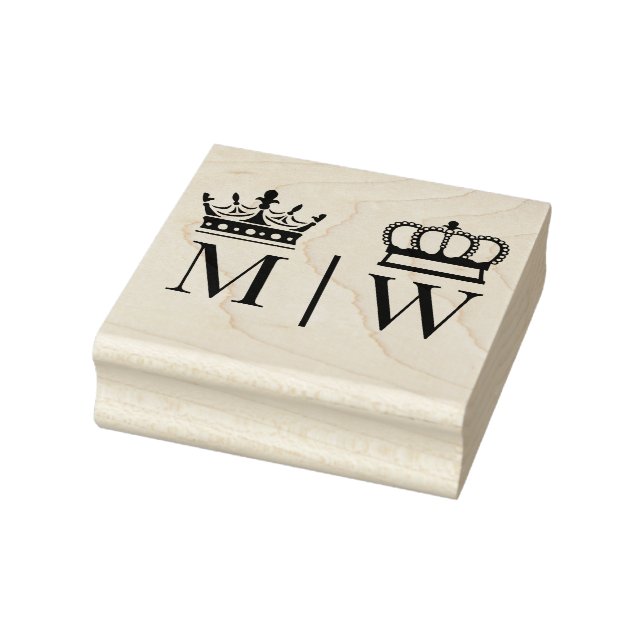 Crowned Bride Groom Wedding 2 Initial Monogram VS Rubber Stamp (Stamp)