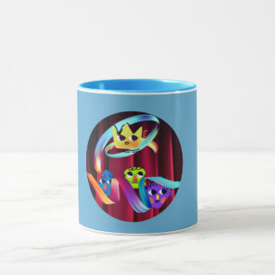 Crowned Chaos – Colorful Abstract Faces Mug