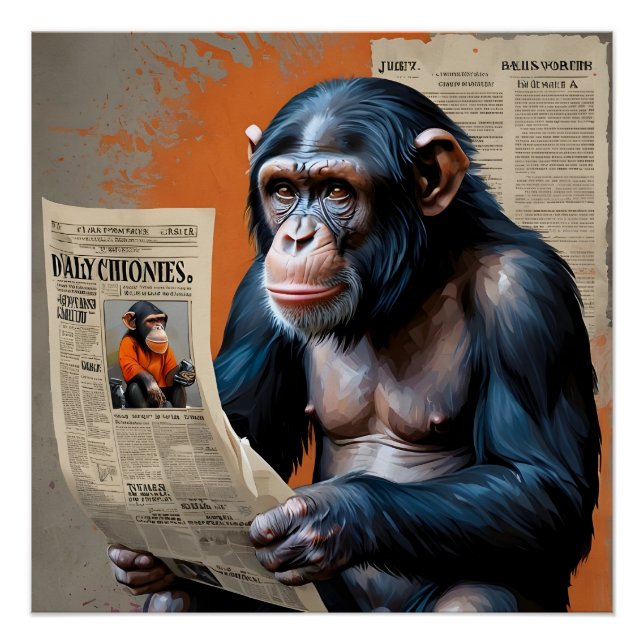 Crowned Chimp Royalty" – Fun Pop Art with Colourfu Poster (Front)