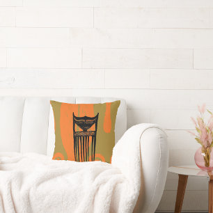Crowned Coils: Afrocentric Pop Art Symbol in Style Throw Pillow
