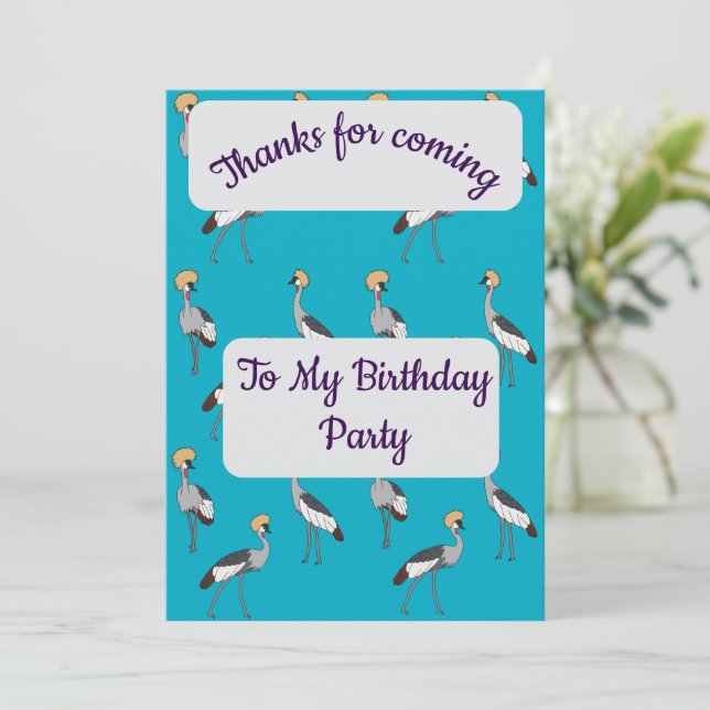 Crowned Cranes Thank you Card (Standing Front)