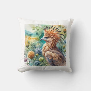 Crowned Eagle Majesty 030924AREF148 - Watercolor Throw Pillow