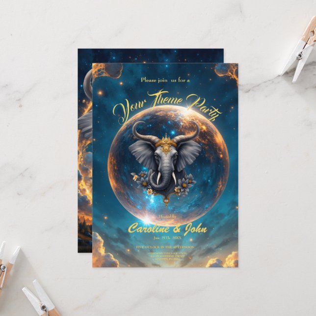 Crowned Guardian of the Celestial Gate the elefant Invitation (Front/Back In Situ)