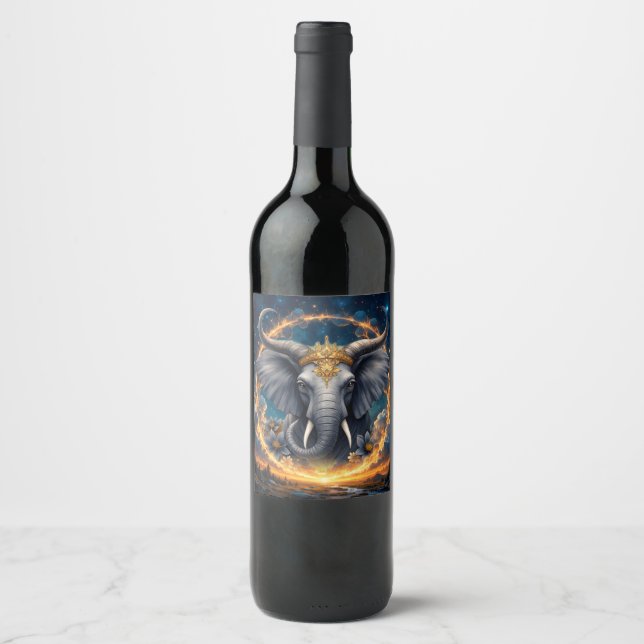 Crowned Guardian of the Celestial Gate the elefant Wine Label (Front)