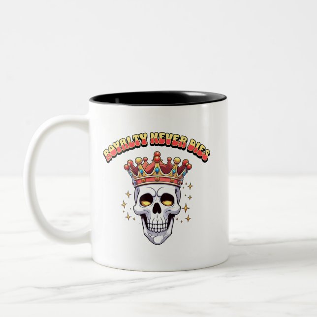 Crowned in Eternity, Royalty Never Dies Two-Tone Coffee Mug (Left)