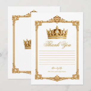 Crowned in Gold Royal Crown Elegant Thank You Invitation