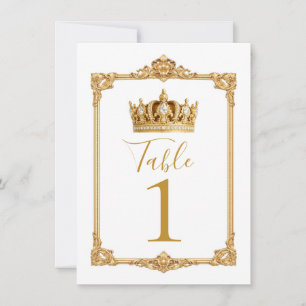 Crowned in Gold Royal Crown Table Number