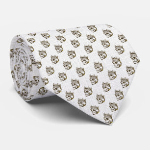 Crowned King Skull Vintage Pattern Graphic Necktie