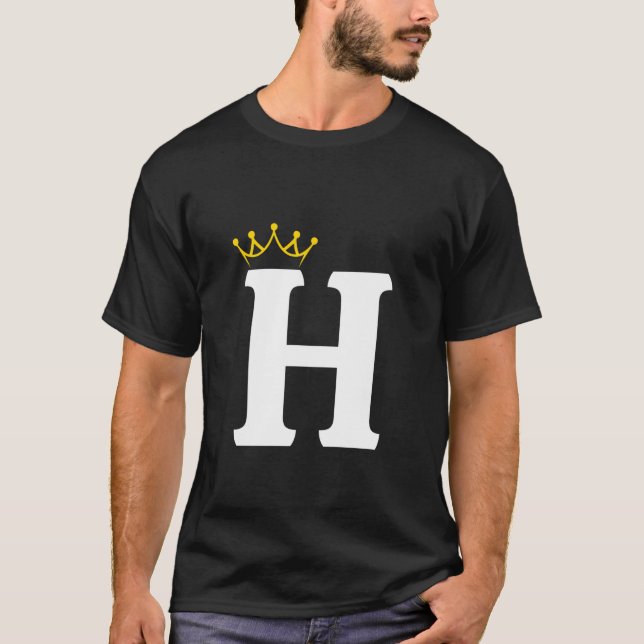 Crowned Letter H Monogram Design T-Shirt (Front)