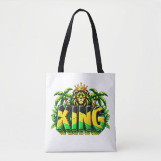 Crowned Lion Tropical Island Pride Design Tote Bag