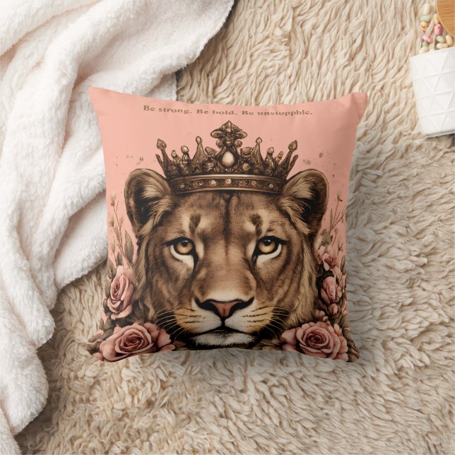 Crowned Lioness Empowerment  Throw Pillow (Blanket)