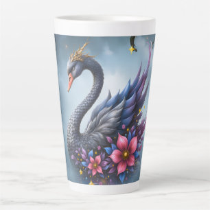 Crowned Moon Swan – Guardian of the Silent Lake.  Latte Mug