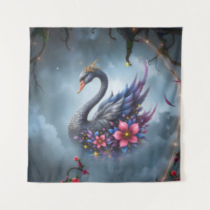 Crowned Moon Swan – Guardian of the Silent Lake. Tapestry