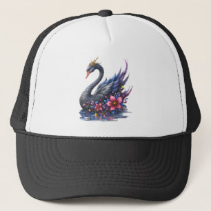 Crowned Moon Swan – Guardian of the Silent Lake. Trucker Hat