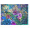 Crowned Peacock on Blue Purple Floral Decoupage