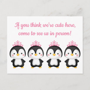 Crowned Penguin Concert Invitation Personalize Postcard