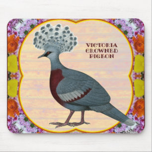 Crowned Pigeon Floral Mouse Pad