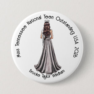 Crowned Queen Custom Pageant Button