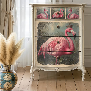 Crowned Royal Pink Flamingo Decoupage Tissue Paper