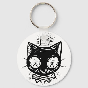 Crowned Skull Cat Keychain