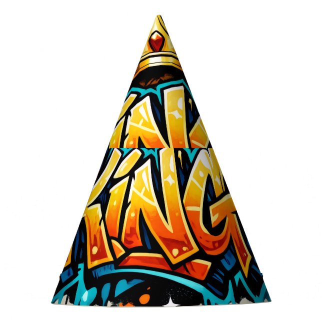 Crowned Street King Graffiti Party Hat (Front)