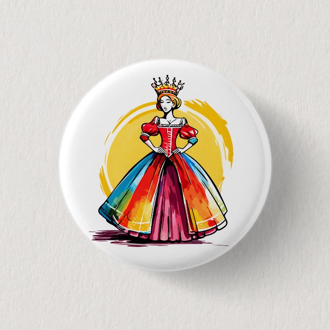 Crowned Sun Queen 1 Inch Round Button (Front)