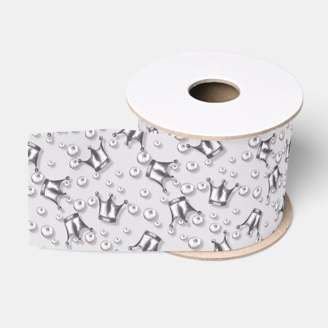 Crowns and pearls grosgrain ribbon (Spool)