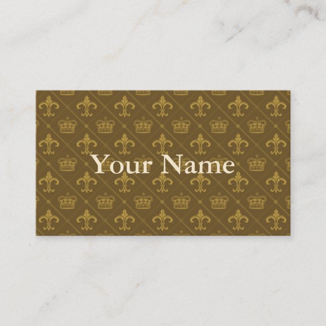 Crowns & Lily pattern + your text or sign Business Card (Front)