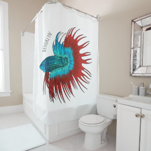Crowntail betta fish cartoon illustration