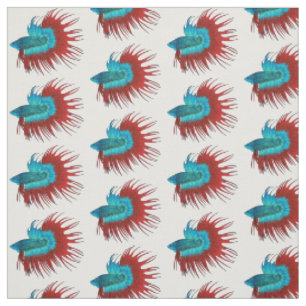 Crowntail betta fish cartoon illustration fabric