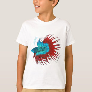 Crowntail betta fish cartoon illustration T-Shirt