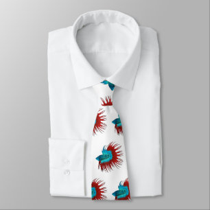 Crowntail betta fish cartoon illustration tie