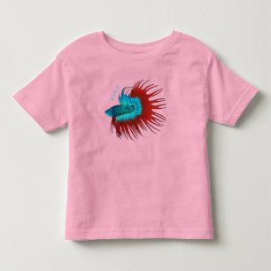 Crowntail betta fish cartoon illustration toddler t-shirt
