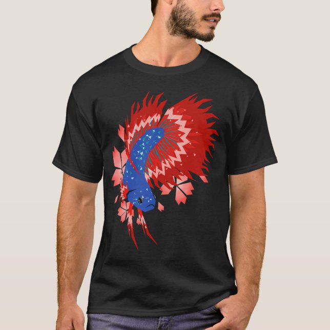 crowntail betta with sakura petals T-Shirt (Front)