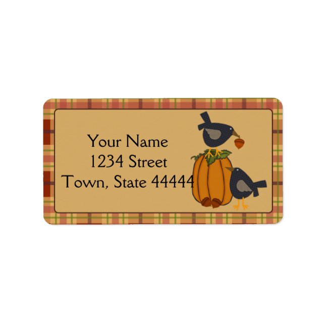 Crows, Acorns and Pumpkin Thanksgiving Labels (Front)
