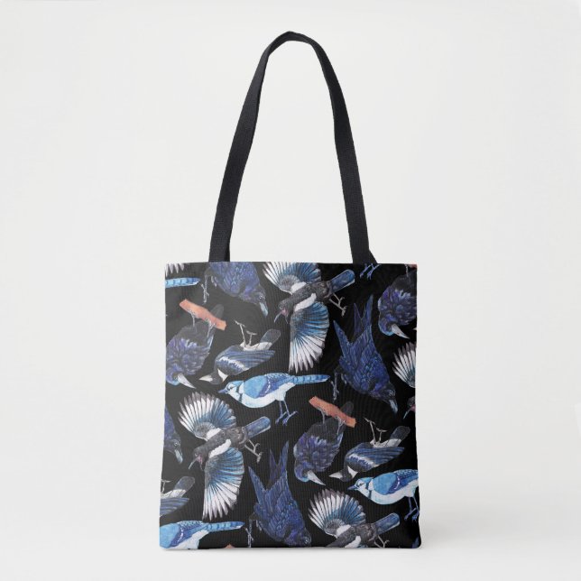 Crows and Corvids Black Tote Bag (Front)