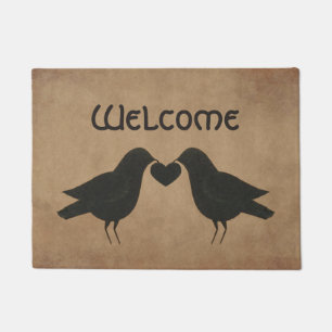 Crows And Heart Welcome Door Mat