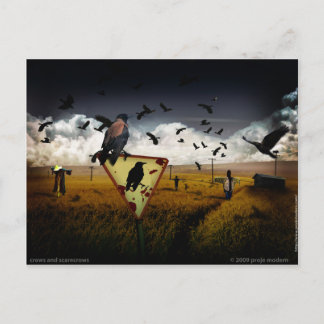 crows and scarecrows postcard