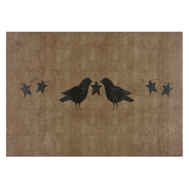 Crows And Stars Glass Cutting Board (Front)