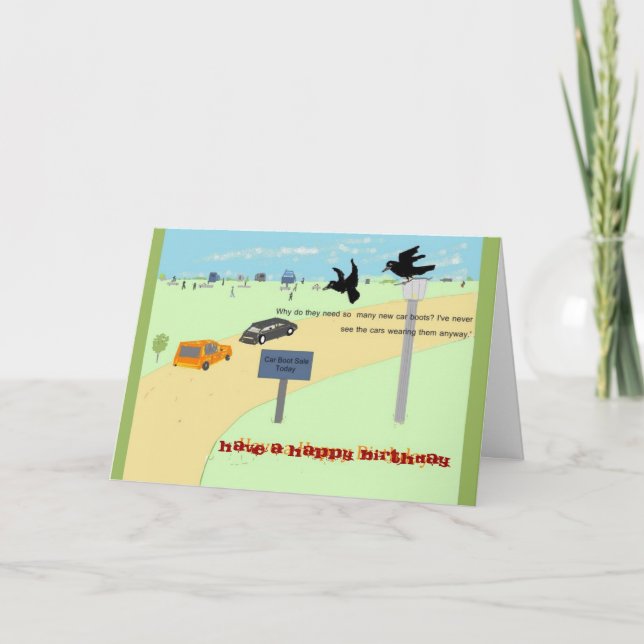 Crows At A Car Boot Sale. Birthday Card (Front)