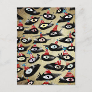 Crows beautiful winter party postcard