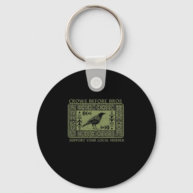 Crows Before Bros - Whimsigoth Fantasy Illustratio Keychain (Front)