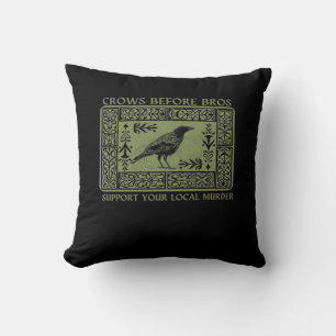 Crows Before Bros - Whimsigoth Fantasy Illustratio Throw Pillow